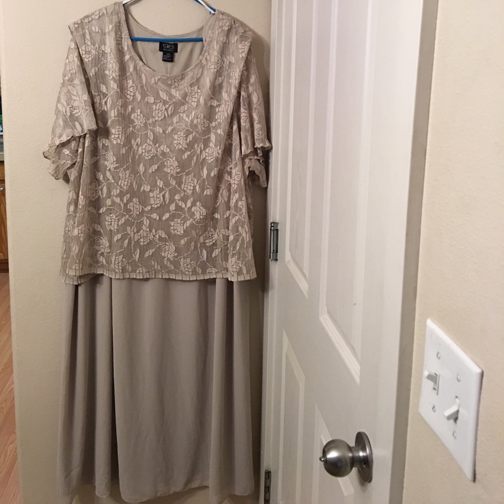 Beige dress with Lace overlay