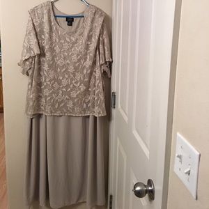 Beige dress with Lace overlay