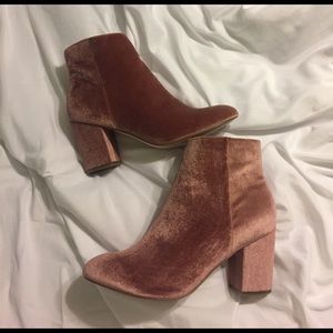 Pink Velvet Booties