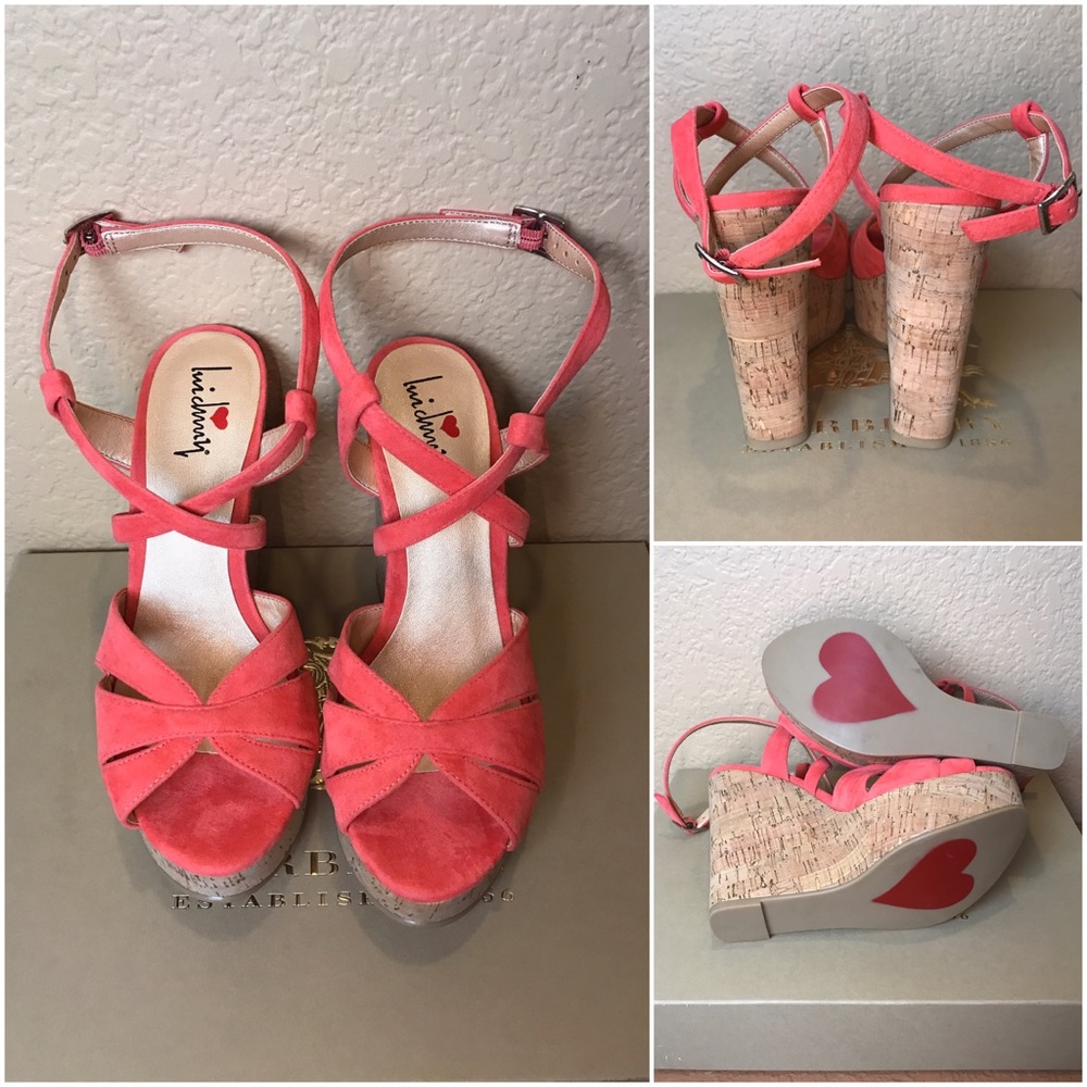 NEW Luichiny Bre Anna Hot Coral Wedge 7