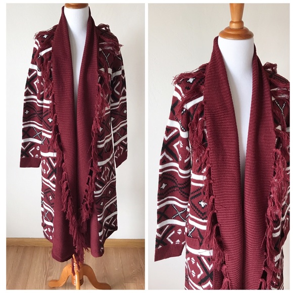 NWT BB Dakota Jack Fringe Maxi Cardigan - Picture 2 of 5
