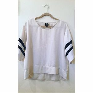 Satin Top with Jersey Detail