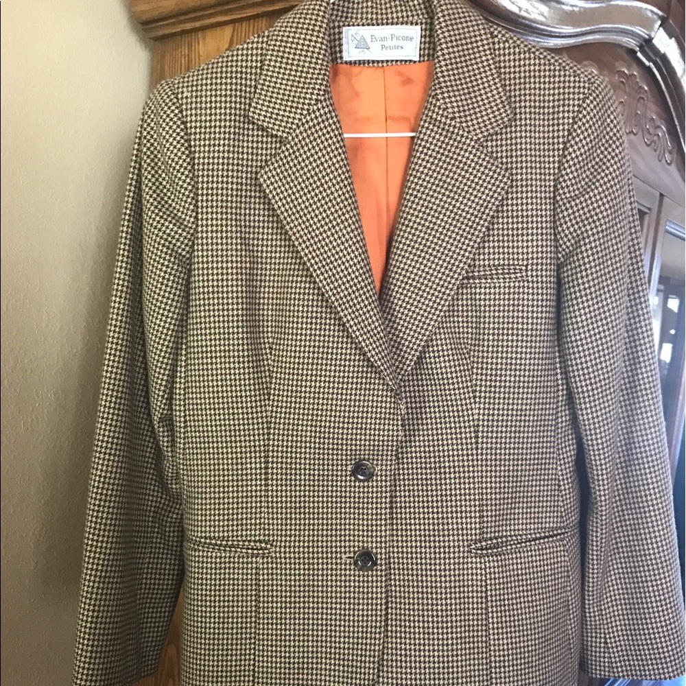 EUC! EVAN-PICONE PETITE HOUNDSTOOTH BLAZER SZ 7/8
