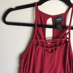 Daytrip Maroon Stringy Tank Top