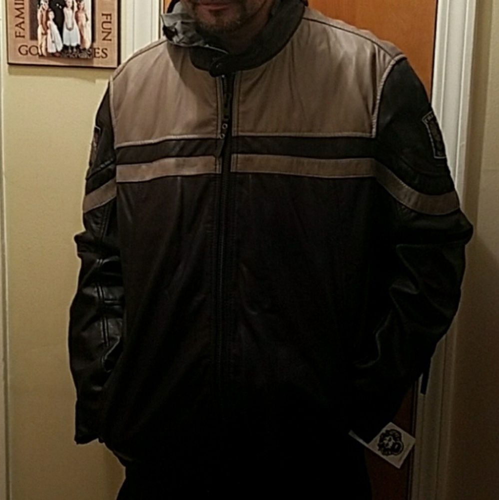 Joe Faris Black Gray Leather Detroit City Jacket