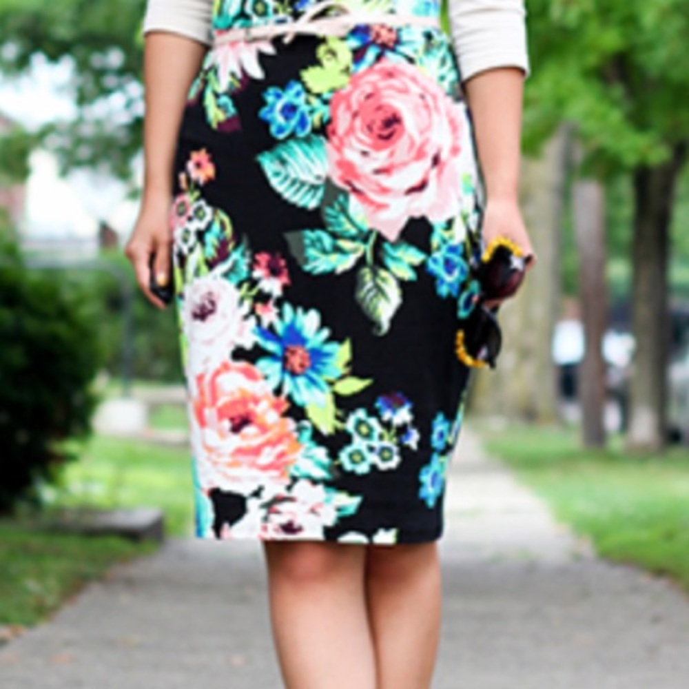 H&M Floral Midi Skirt