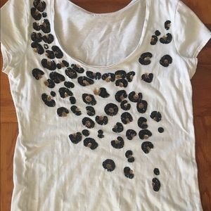 S Ann Taylor Loft Sequin Leopard T Shirt