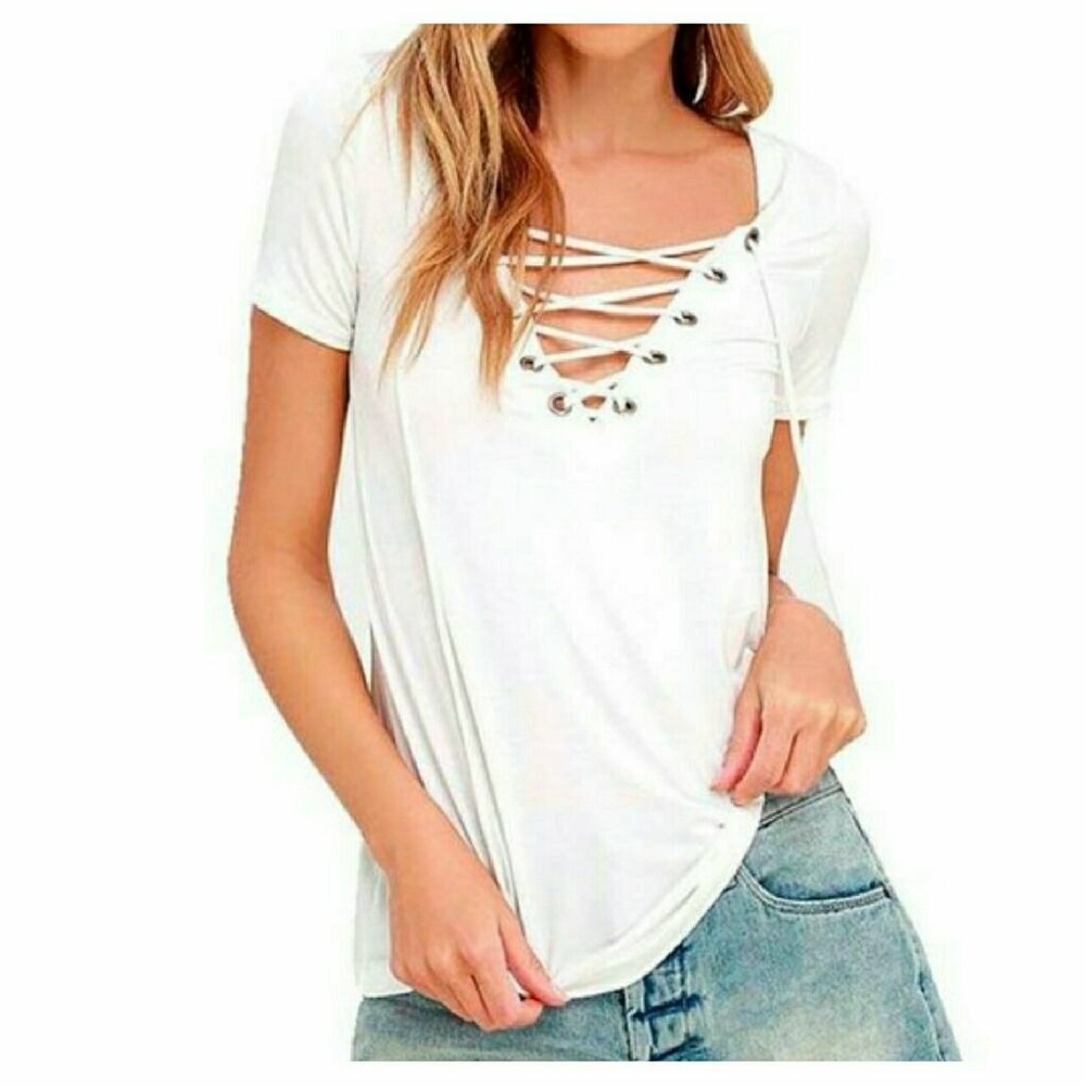💖HP💖 RESTOCKED Lace Up Tee