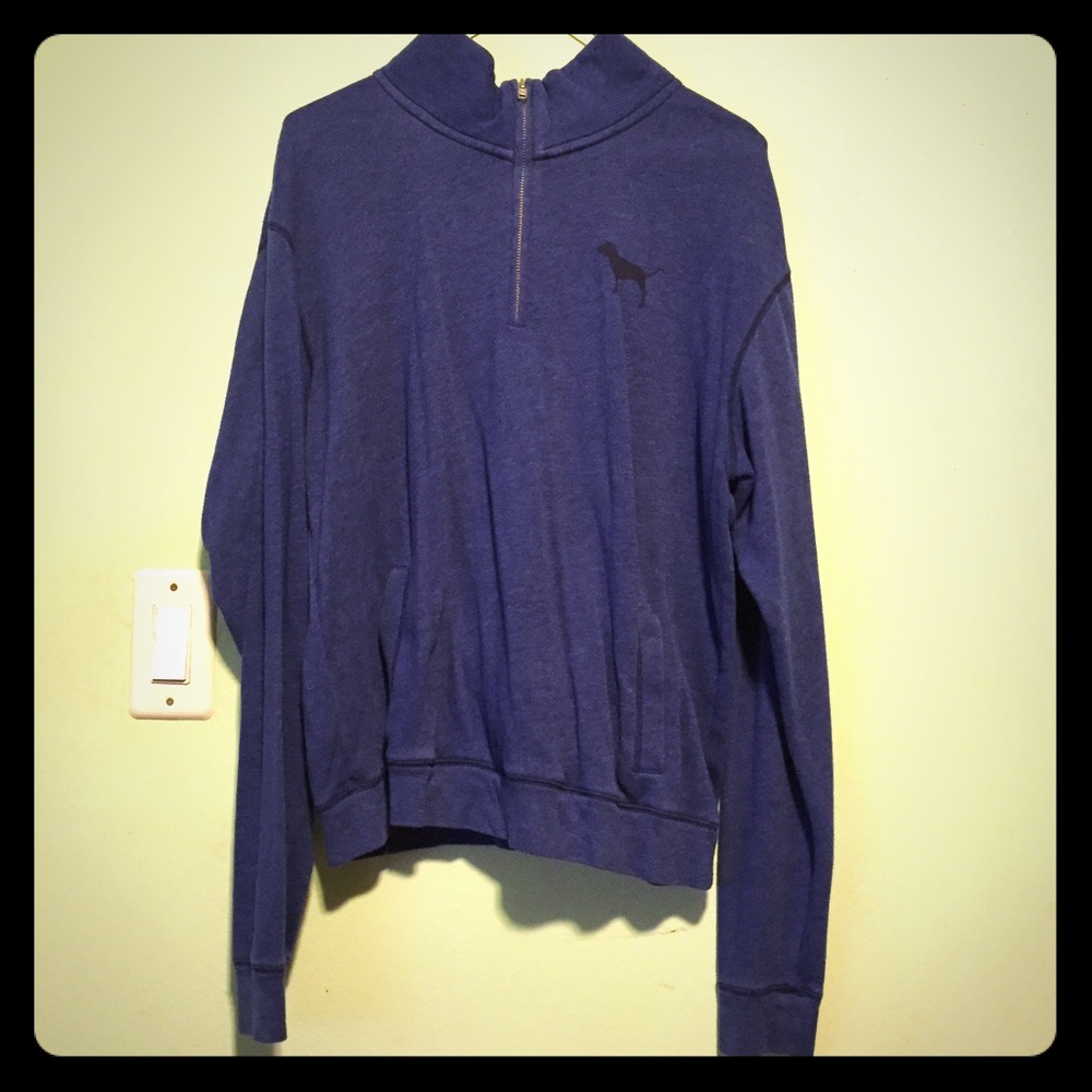 PINK VS Quarter Zip-Up: Blue, Size Medium