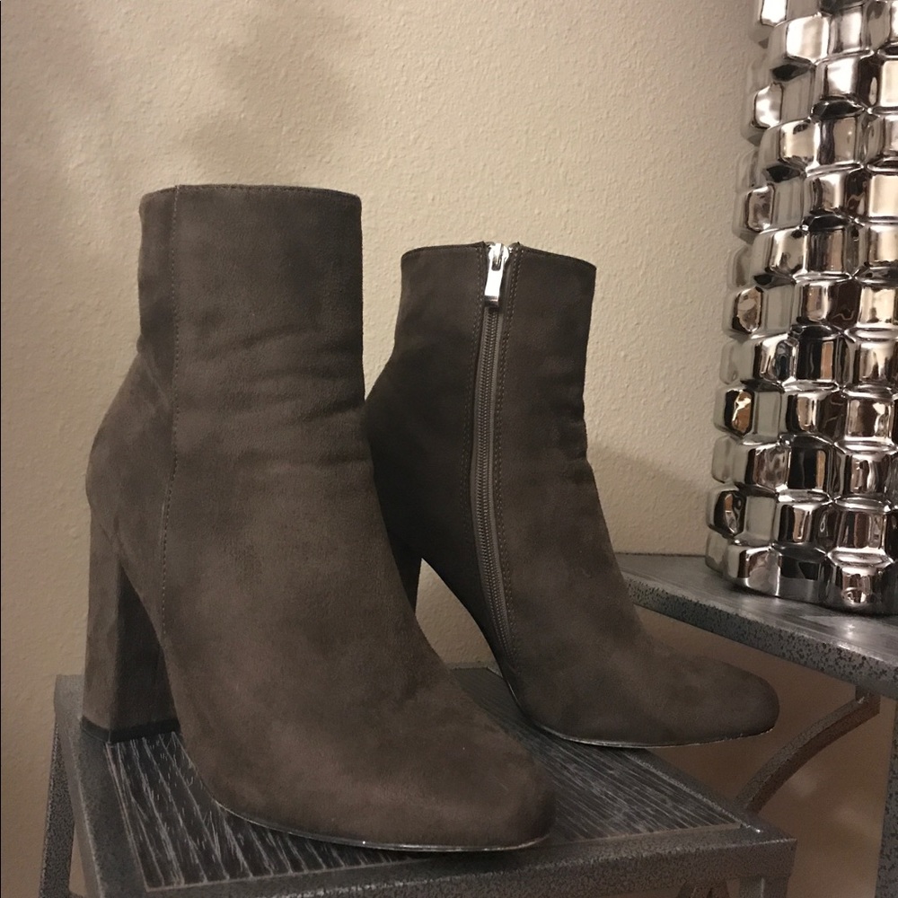 Brown Suede Zippy Booties