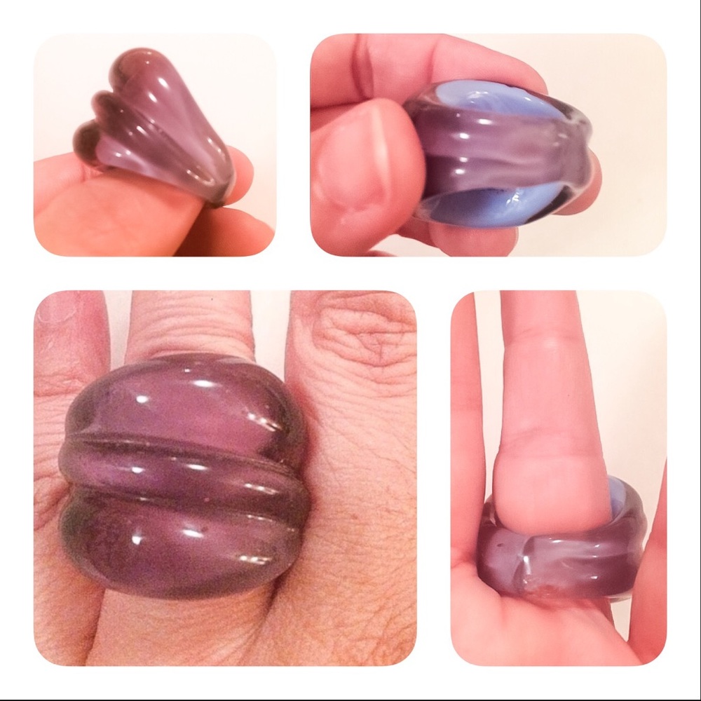 Glass blown lavender cocktail ring