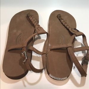 Rainbow dark brown center braid sandals- NEW