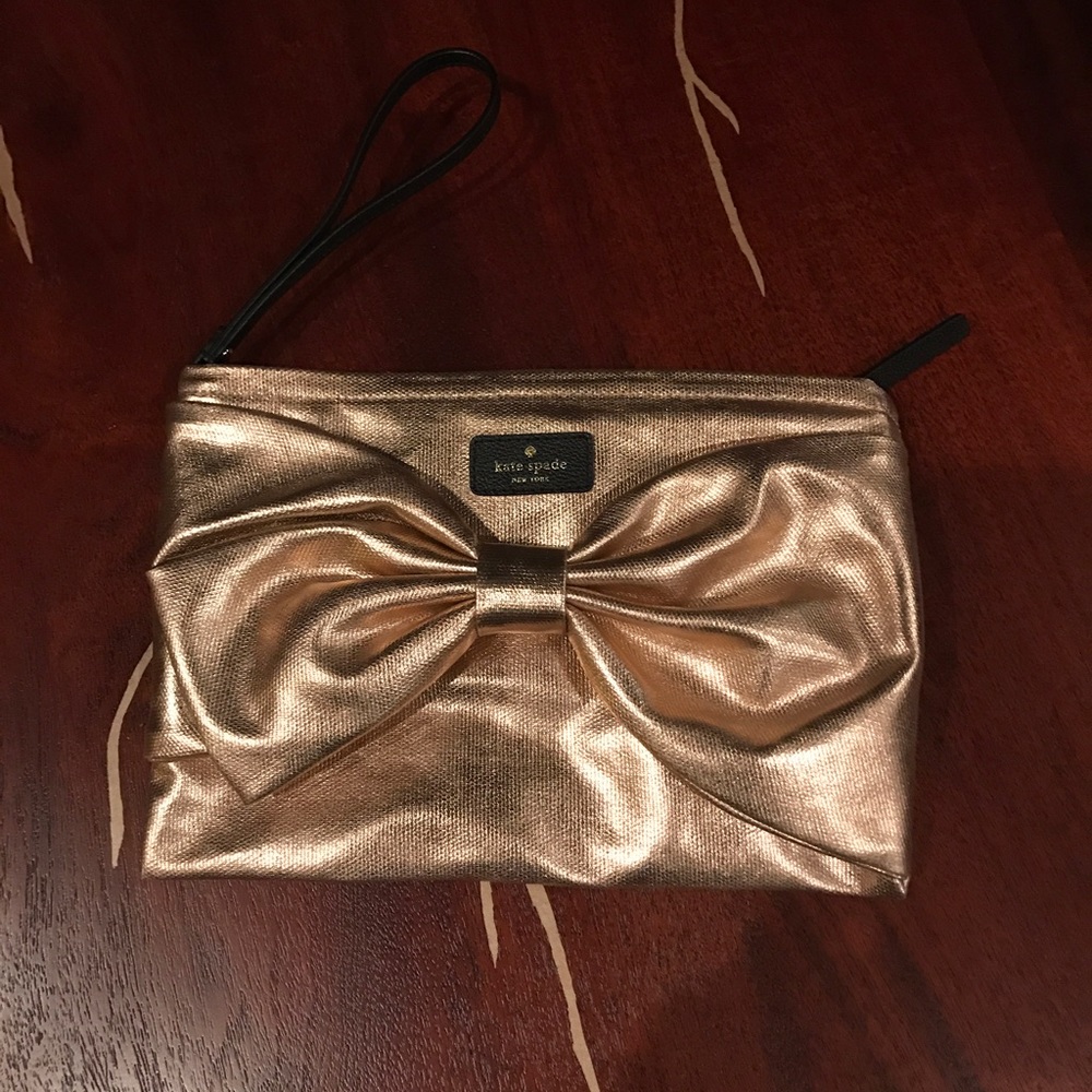 Kate Spade GOLD bow wristlet