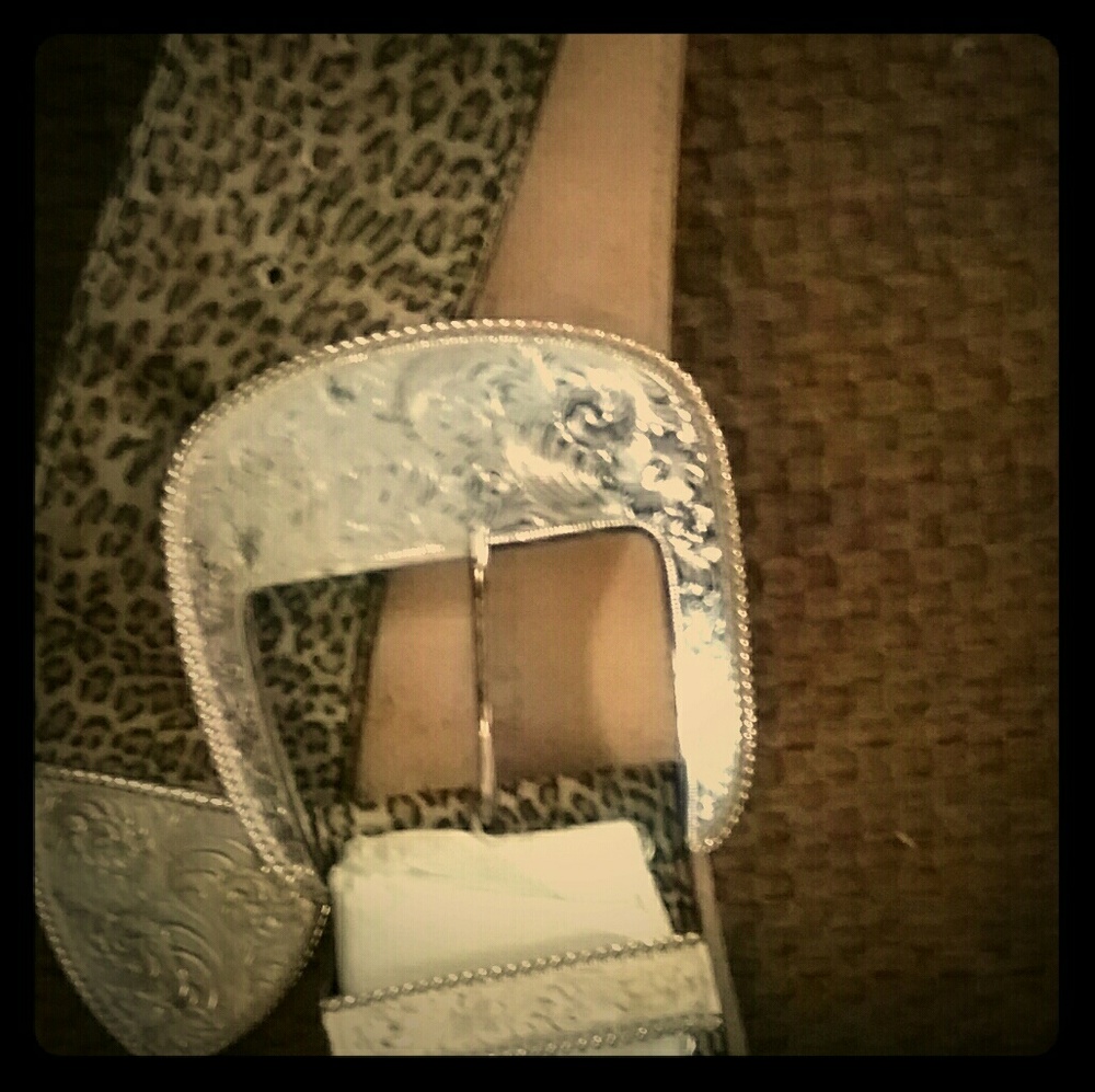 Vintage leather and silver belt