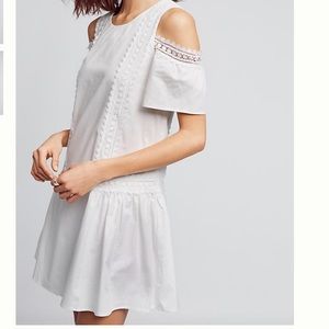 Open Shoulder White Poplin Dress