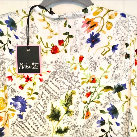 NWT Nanette Lepore White Floral print blouse XS - Picture 4 of 7