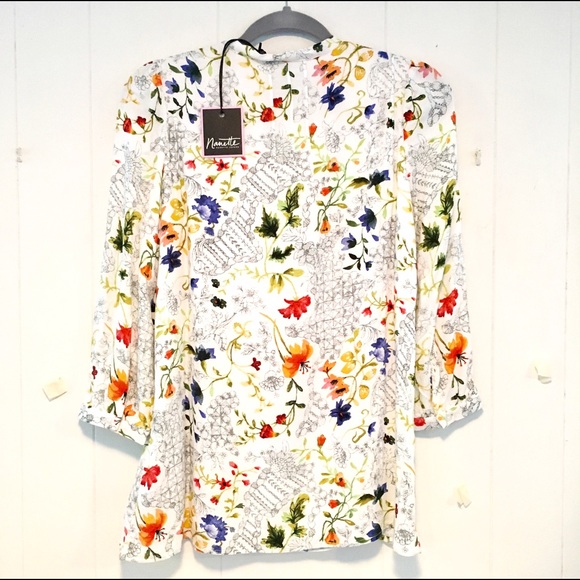 NWT Nanette Lepore White Floral print blouse XS - Picture 7 of 7
