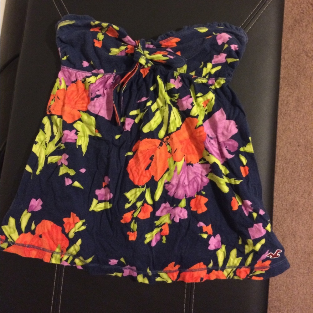 Strapless floral hollister knit top