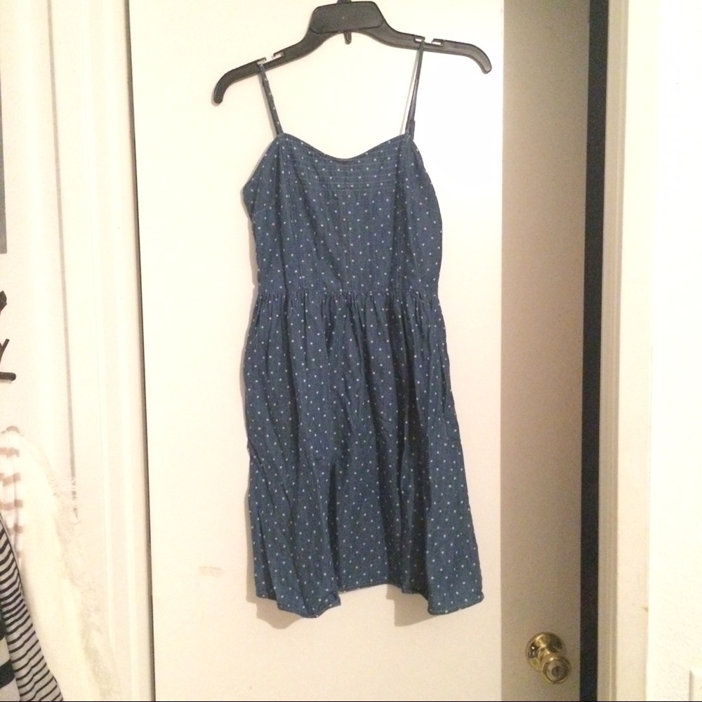 Polka dot denim dress