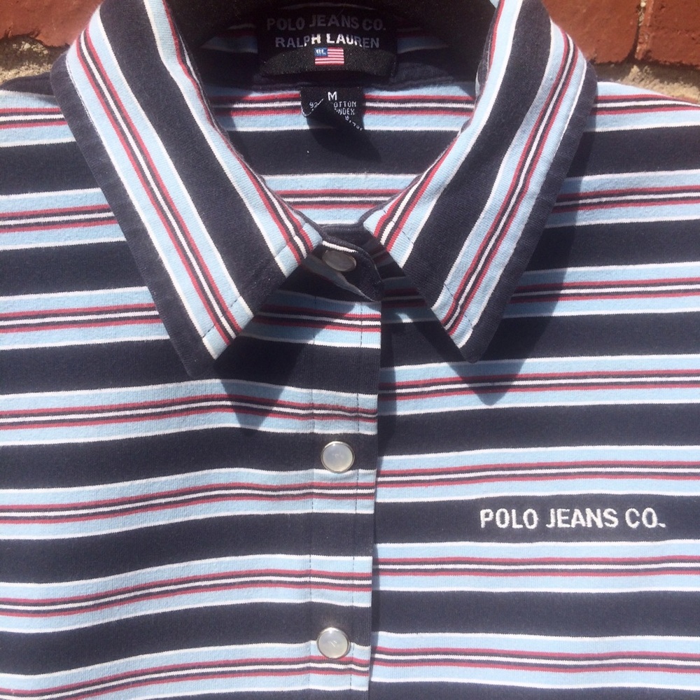 Vintage Polo Ralph Lauren Stretchy Striped Shirt - Picture 7 of 8