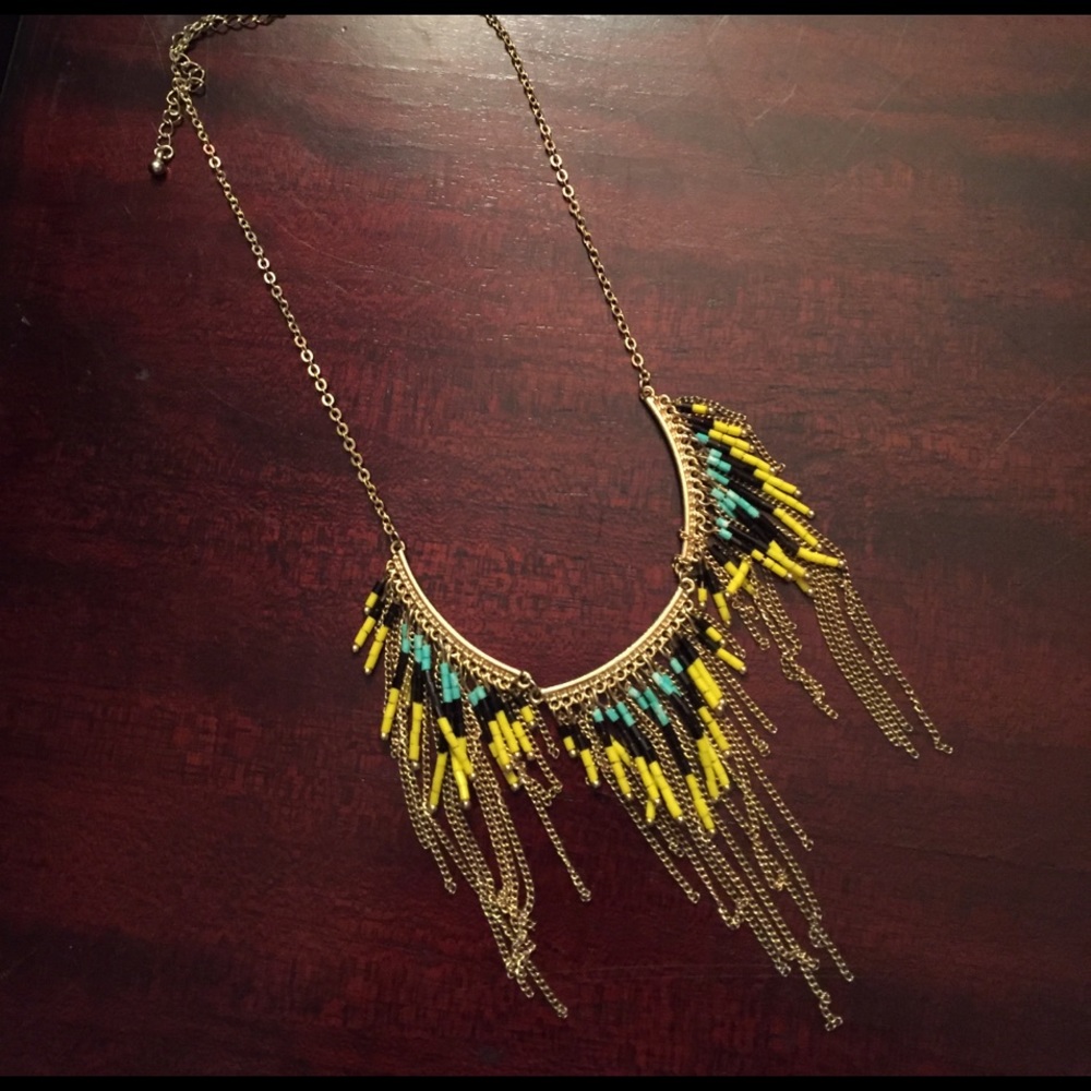 Beaded Fringe Statement Necklace