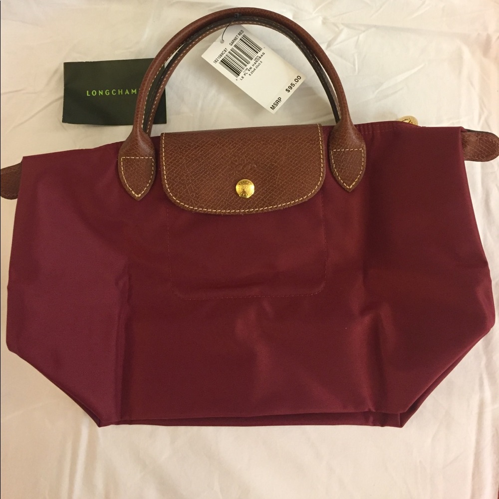 Longchamp Le Pliage Small Tote NWT Garnet Red