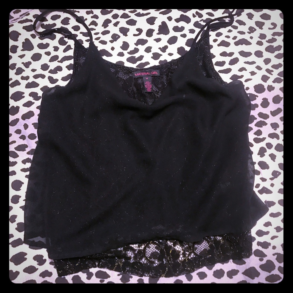 Black and gold lacy material girl top - Picture 1 of 3