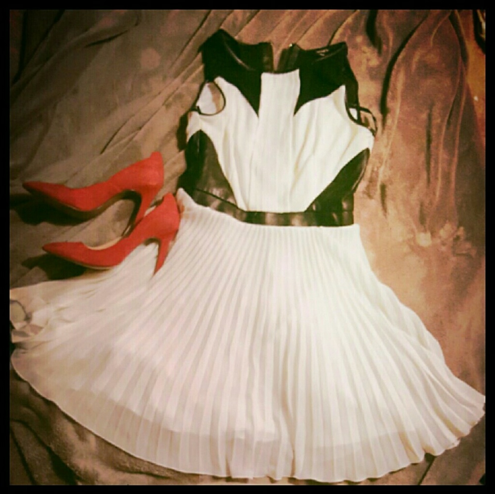 Sexy White and Black pleated dress