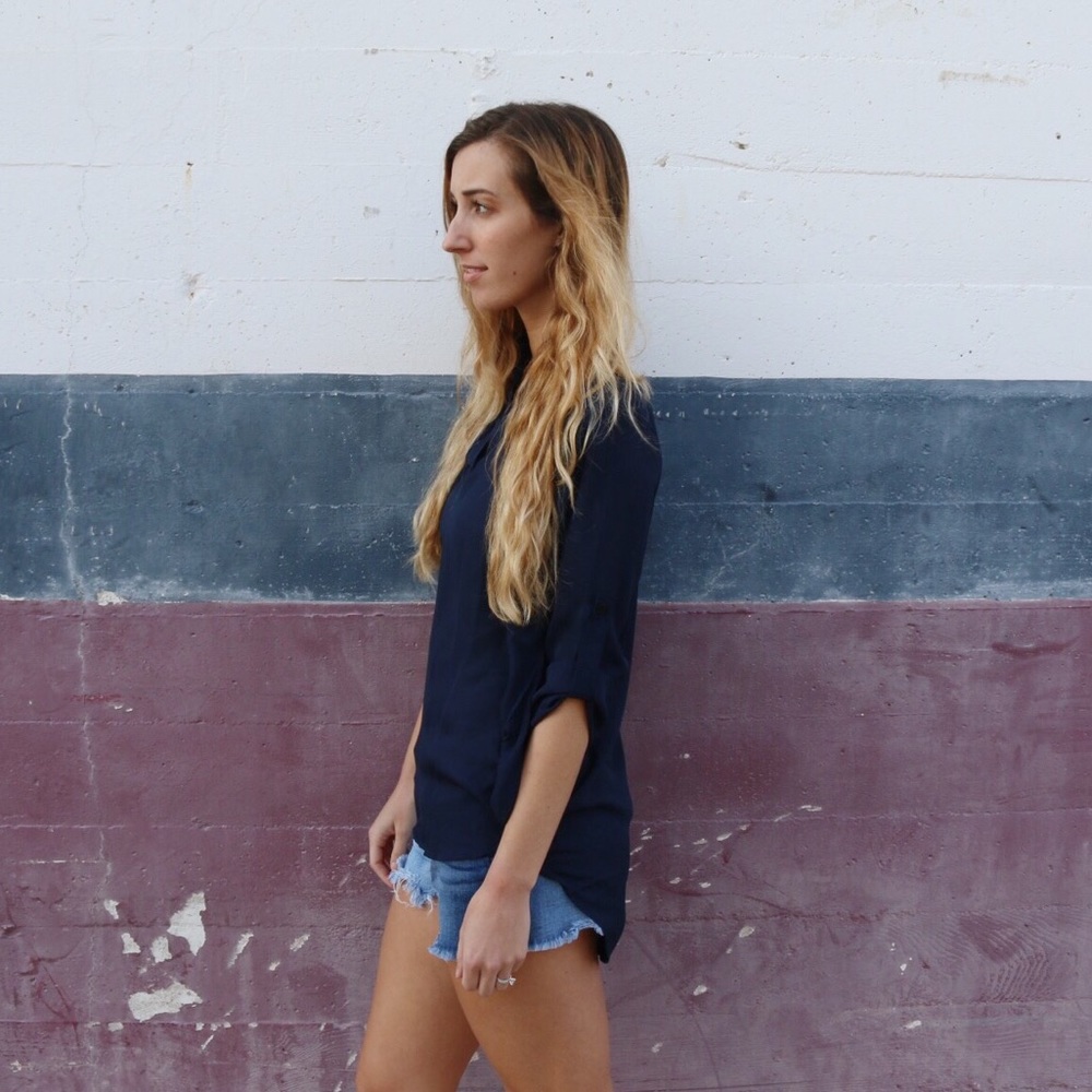 sheer navy blouse - Picture 2 of 4