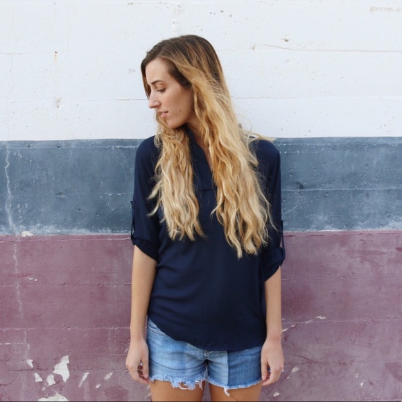 sheer navy blouse - Picture 4 of 4