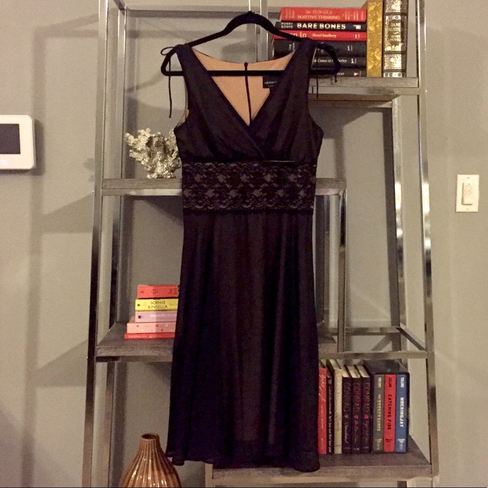 Connected Apparel Black & Tan Chiffon Dress