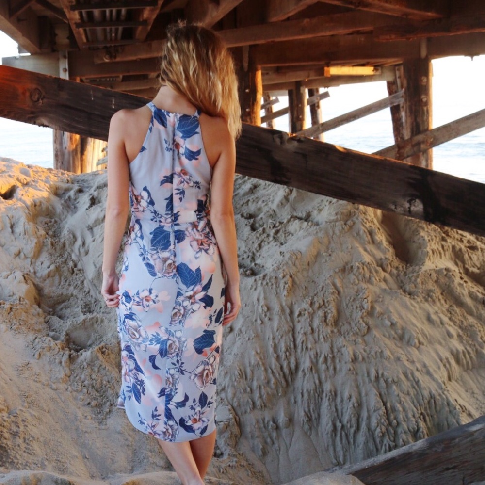 blue floral midi dress - Picture 4 of 4