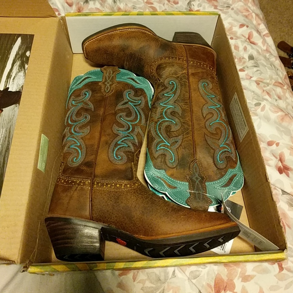 Justin boots! Teal & Brown
