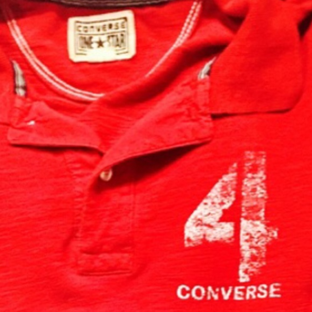 CONVERSE red & white ⚽️ Soccer Jersey /Polo MENS L - Picture 5 of 7