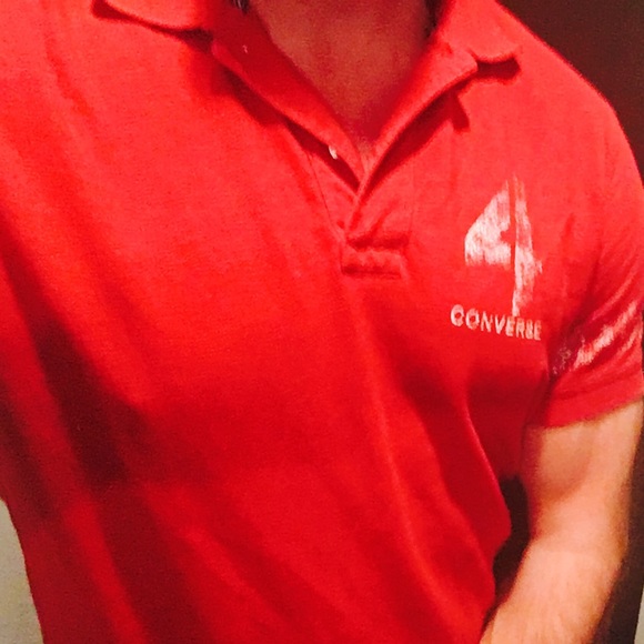 CONVERSE red & white ⚽️ Soccer Jersey /Polo MENS L - Picture 2 of 7