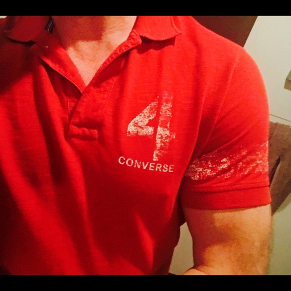 CONVERSE red & white ⚽️ Soccer Jersey /Polo MENS L - Picture 4 of 7