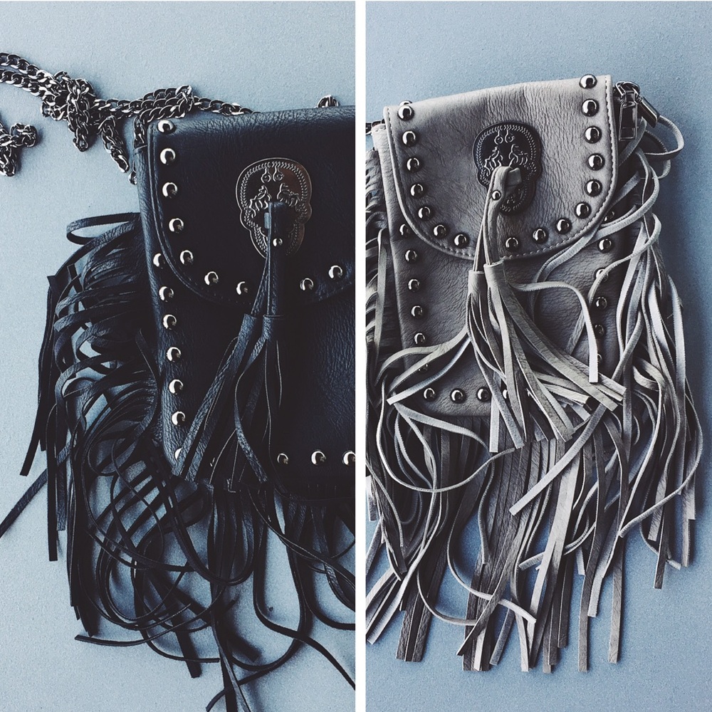 FAUX LEATHER FRINGE CROSS BODY BAG