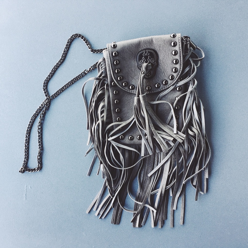 FAUX LEATHER FRINGE CROSS BODY BAG