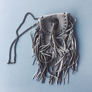 FAUX LEATHER FRINGE CROSS BODY BAG