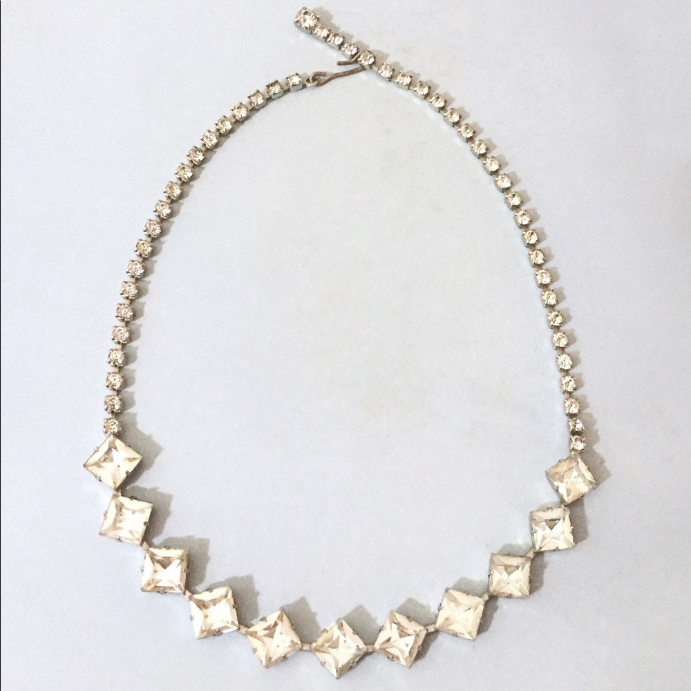 unique vintage crystal rhinestone choker necklace