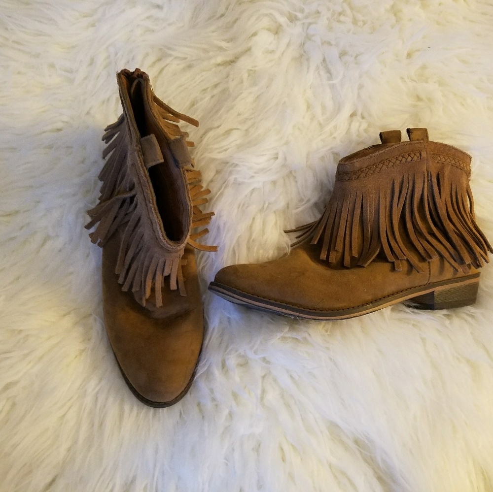 Fringe ankle boots