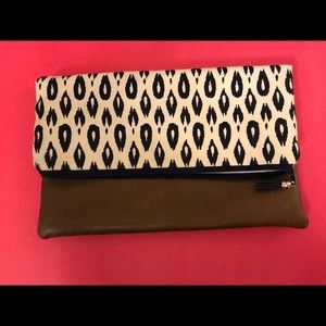 Navy Blue Leopard Design Foldover Clutch