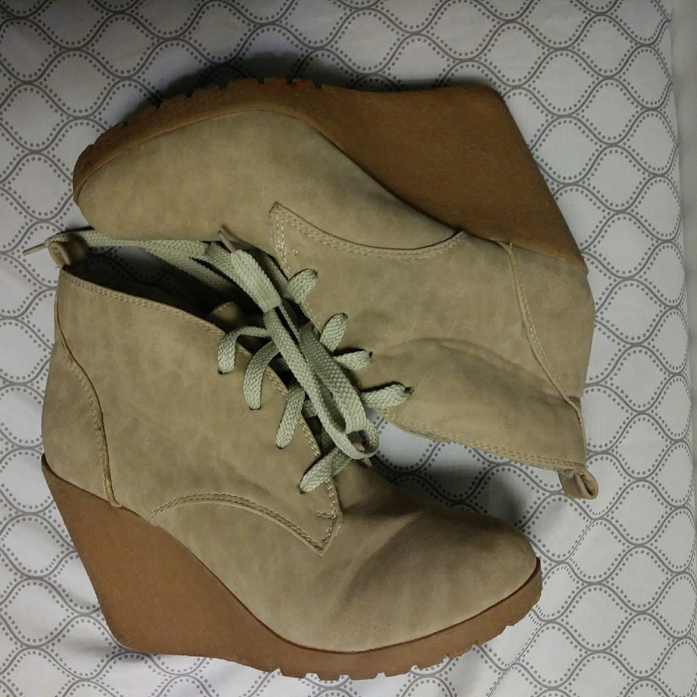 Suede platform wedges
