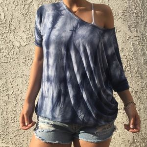 Blue Tie Dye of the Shoulder Tee