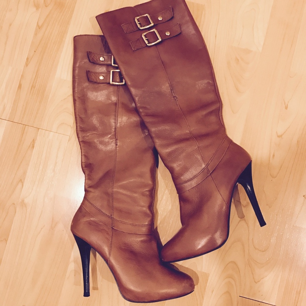 Cognac brown tall boots