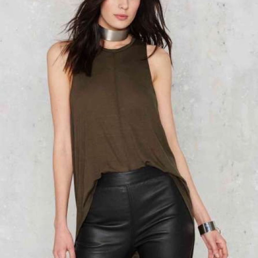 🍀 {Nasty Gal} • green v-back muscle tank