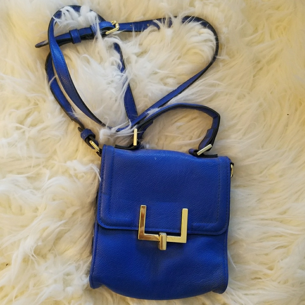 Blue cross body bag.
