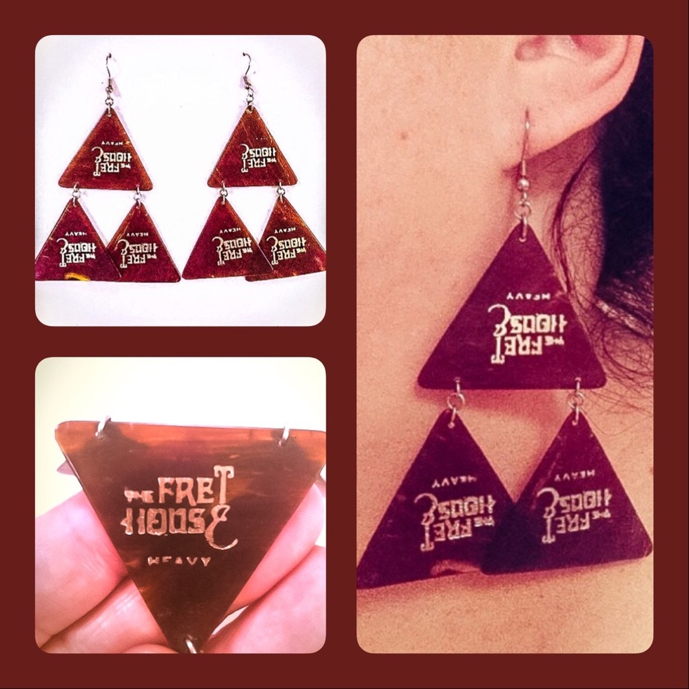 Vintage guitar pick earrings