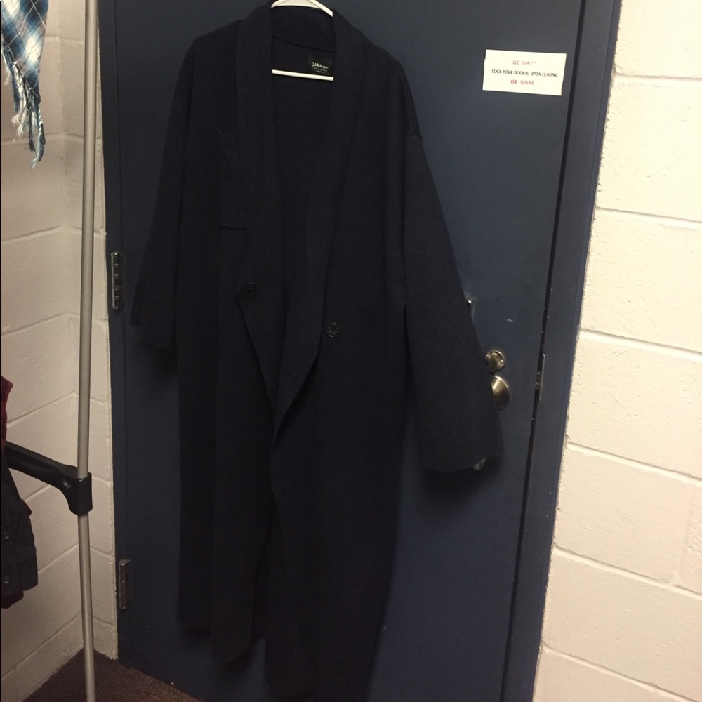 Zara-Long Oversized Trench Coat(Navy)