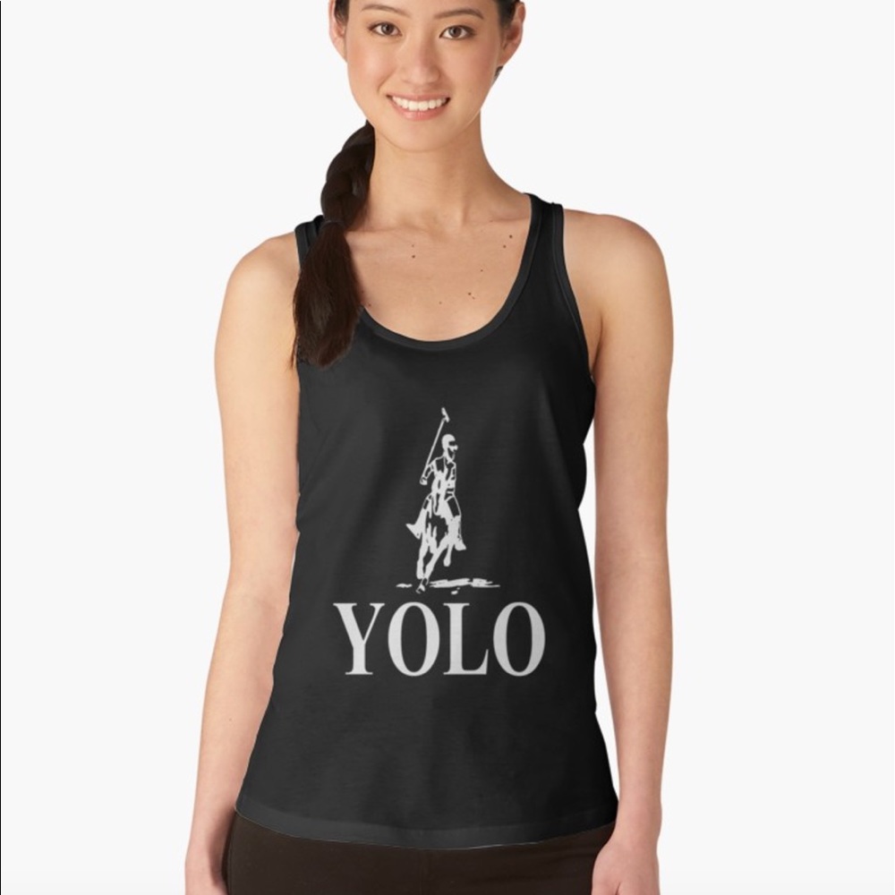 🆒 🏇🏽 • YOLO polo tank top • 🐎
